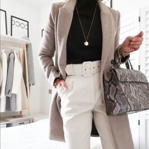 NWT ZARA BEIGE TAUPE LIGHT CAMEL LONG WINTER COAT FITTED JACKET S Blogger Fave